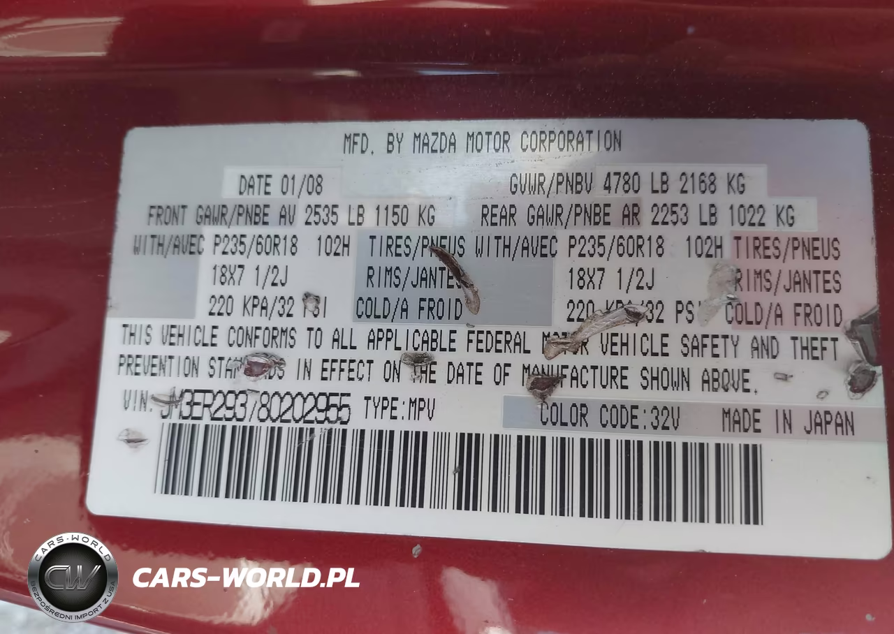 2008 Mazda Cx-7 Sport VIN:JM3ER293780202955 - 9