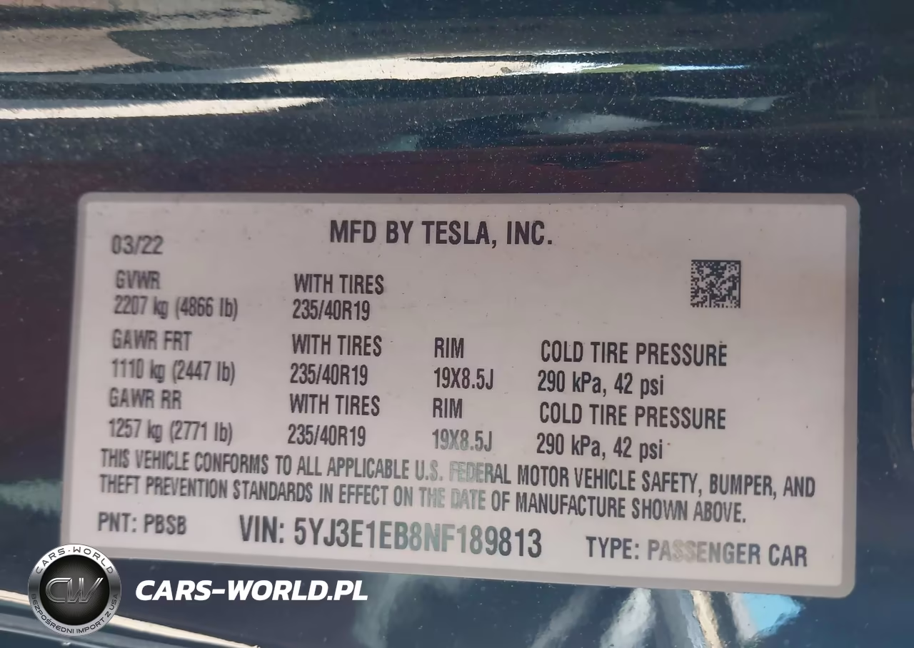 2022 Tesla Model 3 Long Range Dual Motor All-Wheel Drive VIN:5YJ3E1EB8NF189813 - 9