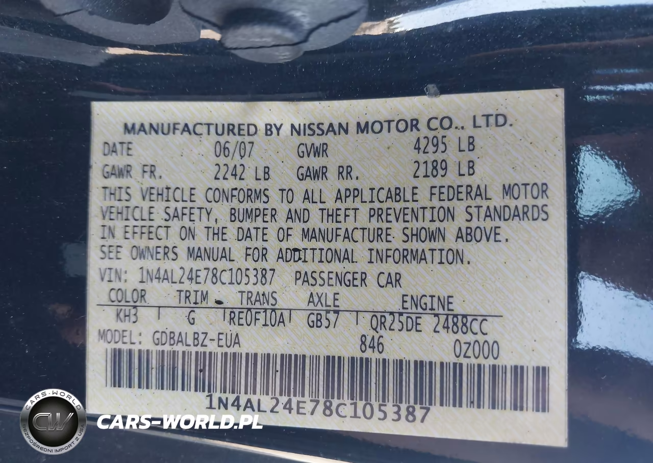2008 Nissan Altima 2.5 S VIN:1N4AL24E78C105387 - 9