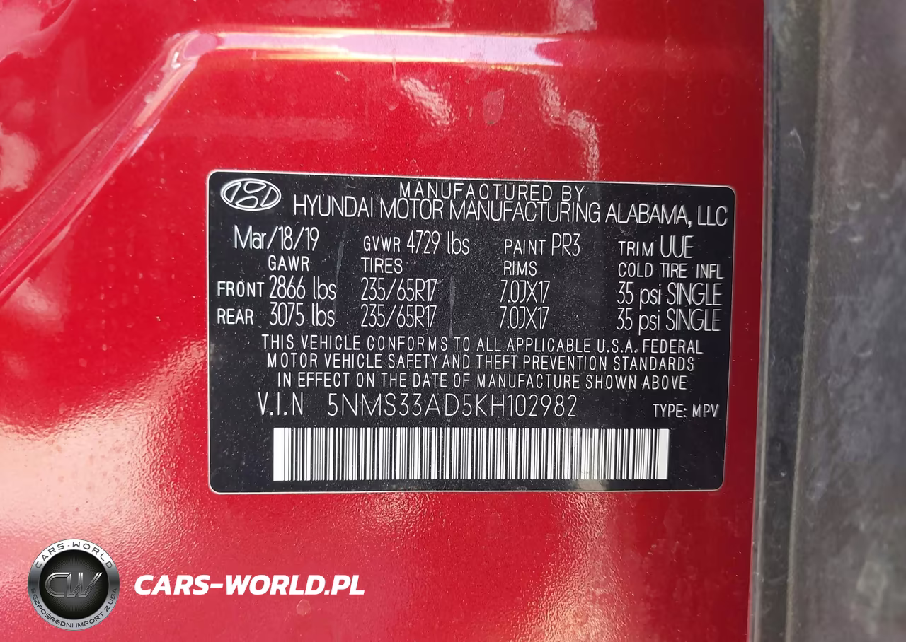 2019 Hyundai Santa Fe Sel VIN:5NMS33AD5KH102982 - 9