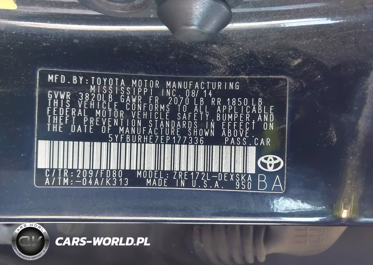 2014 Toyota Corolla S Plus VIN:5YFBURHE7EP177336 - 9