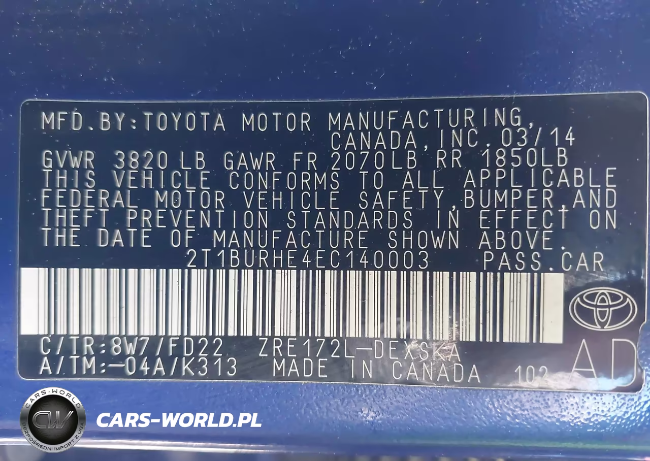 2014 Toyota Corolla S Plus VIN:2T1BURHE4EC140003 - 9