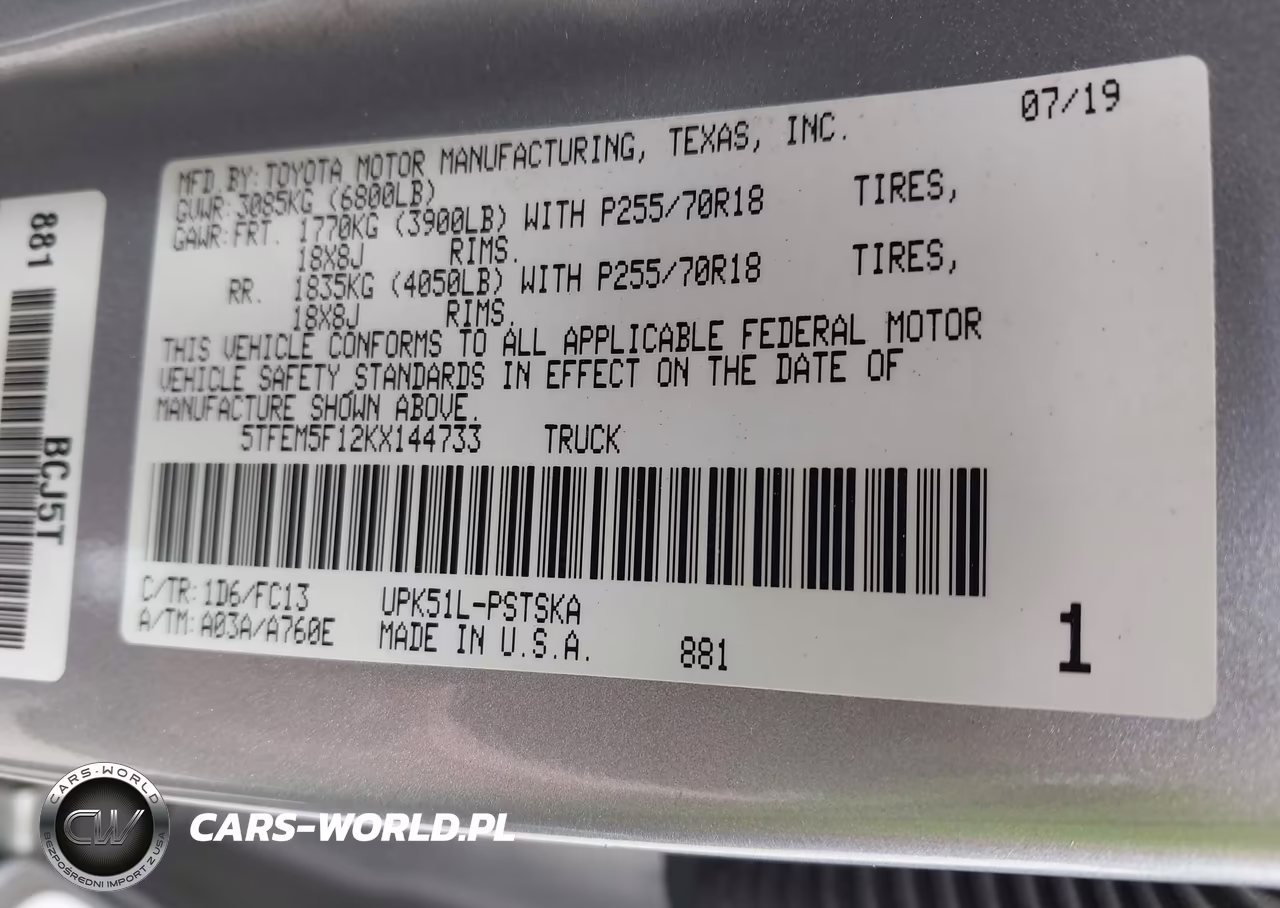 2019 Toyota Tundra Sr5 4.6L V8 VIN:5TFEM5F12KX144733 - 9