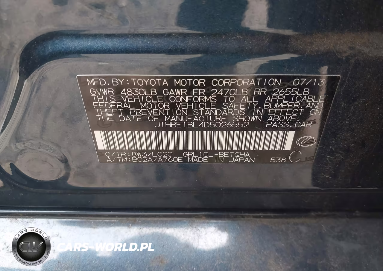 2013 Lexus Gs 350 VIN:JTHBE1BL4D5026552 - 9