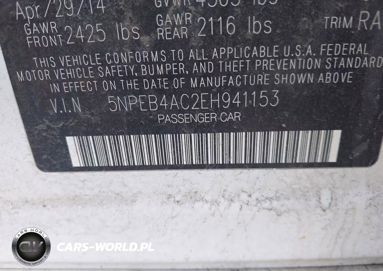 2014 Hyundai Sonata Gls VIN:5NPEB4AC2EH941153 - 9