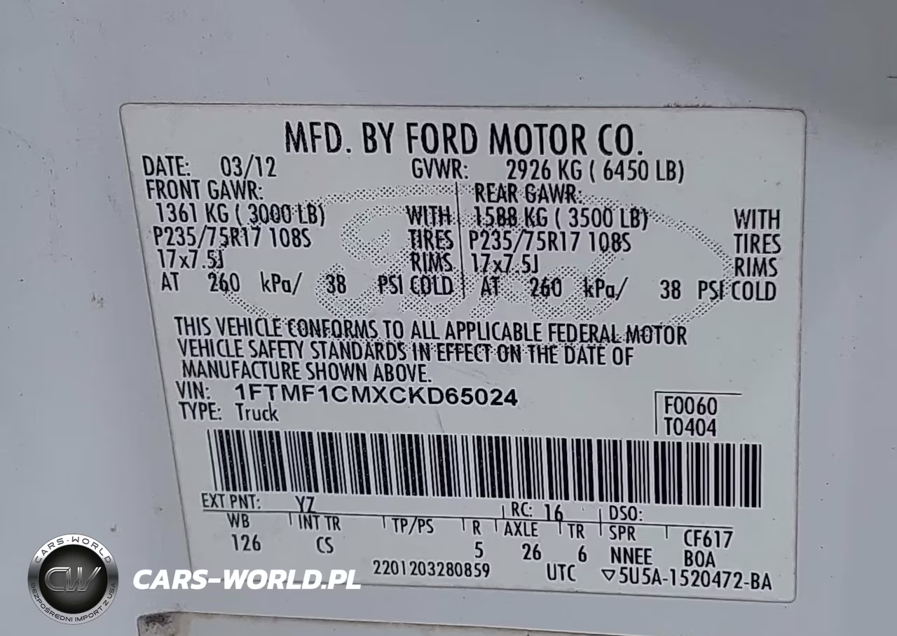 2012 Ford F-150 Xl VIN:1FTMF1CMXCKD65024 - 9