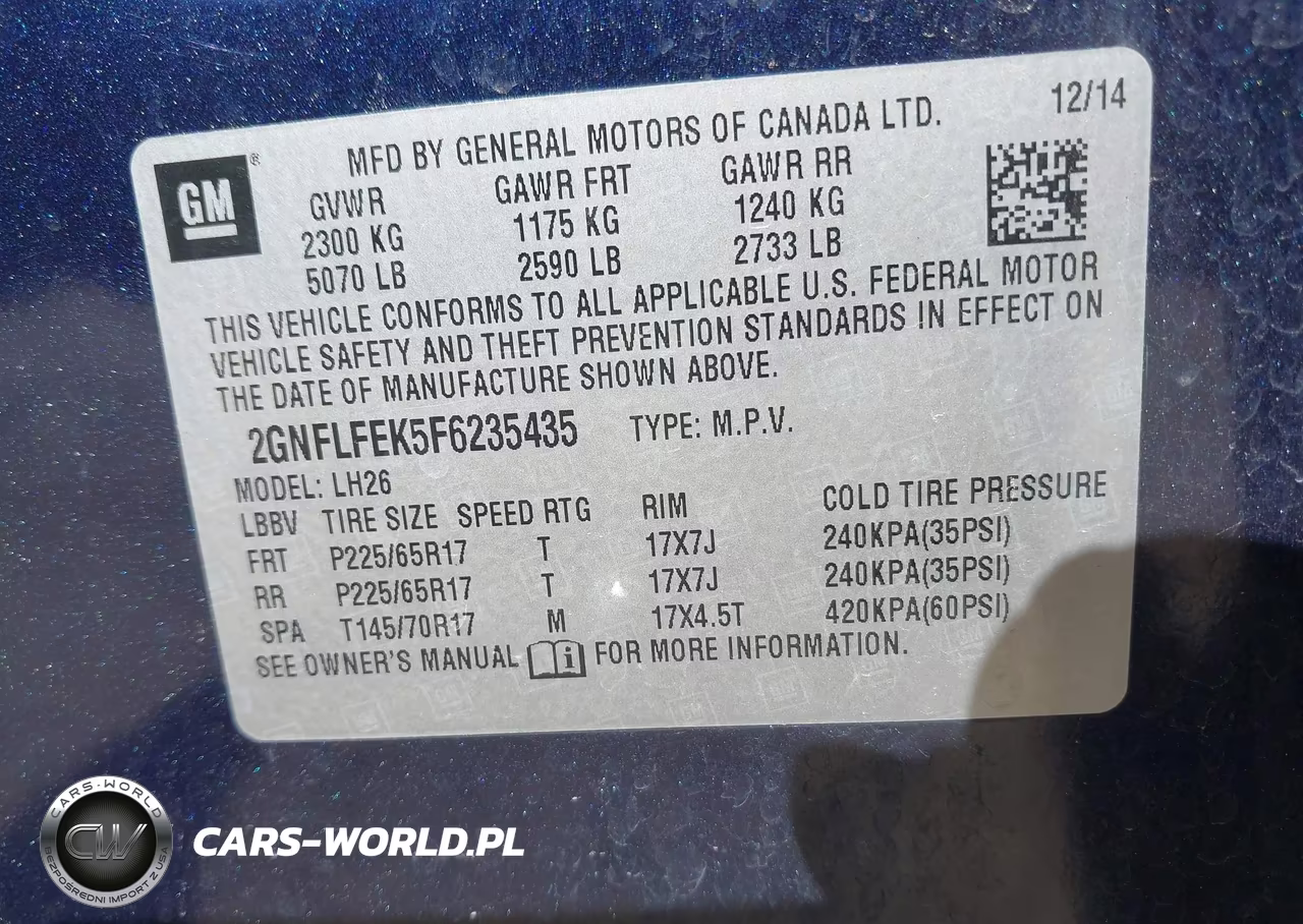2015 Chevrolet Equinox 1Lt VIN:2GNFLFEK5F6235435 - 9