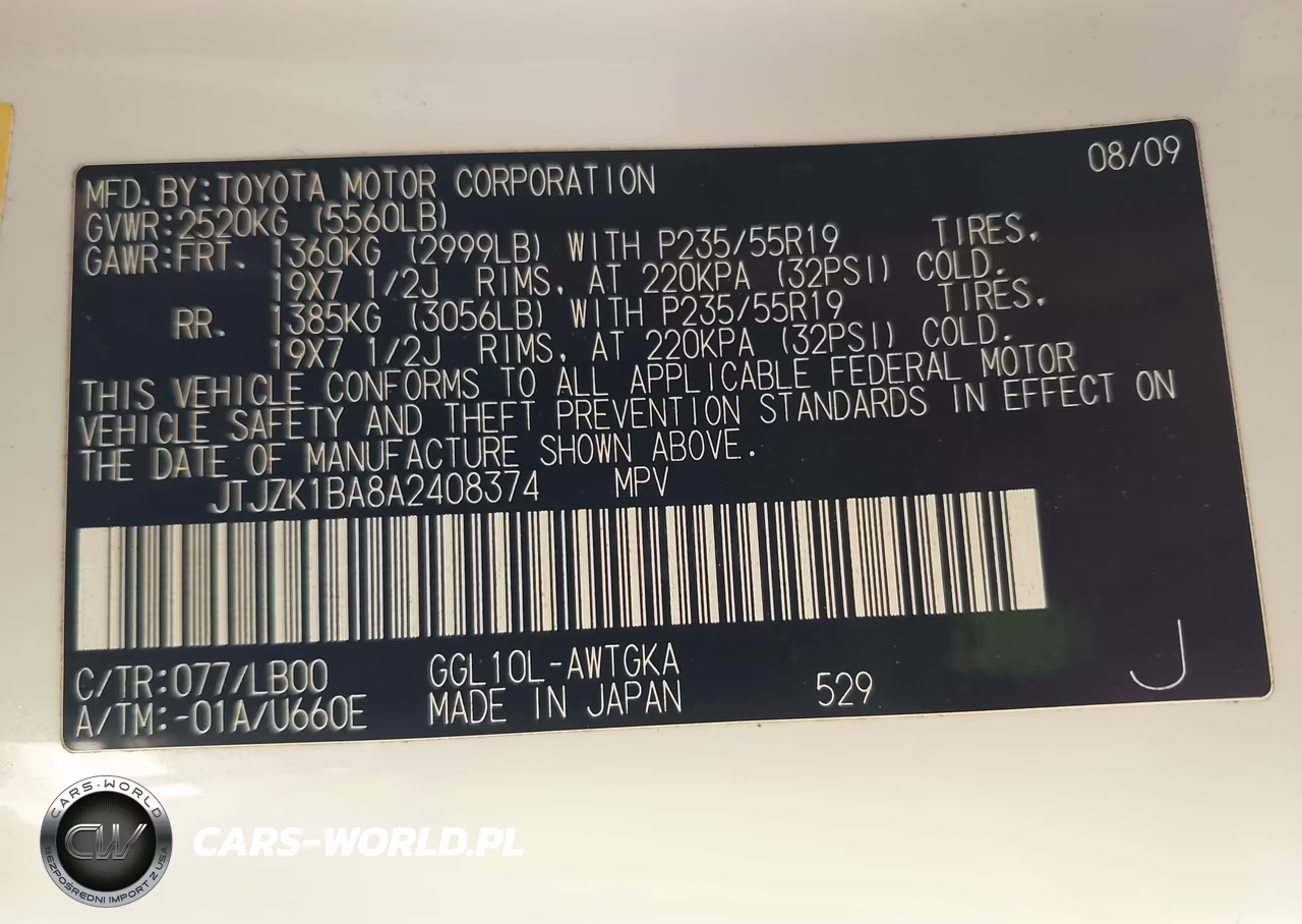 2010 Lexus Rx 350 VIN:JTJZK1BA8A2408374 - 9