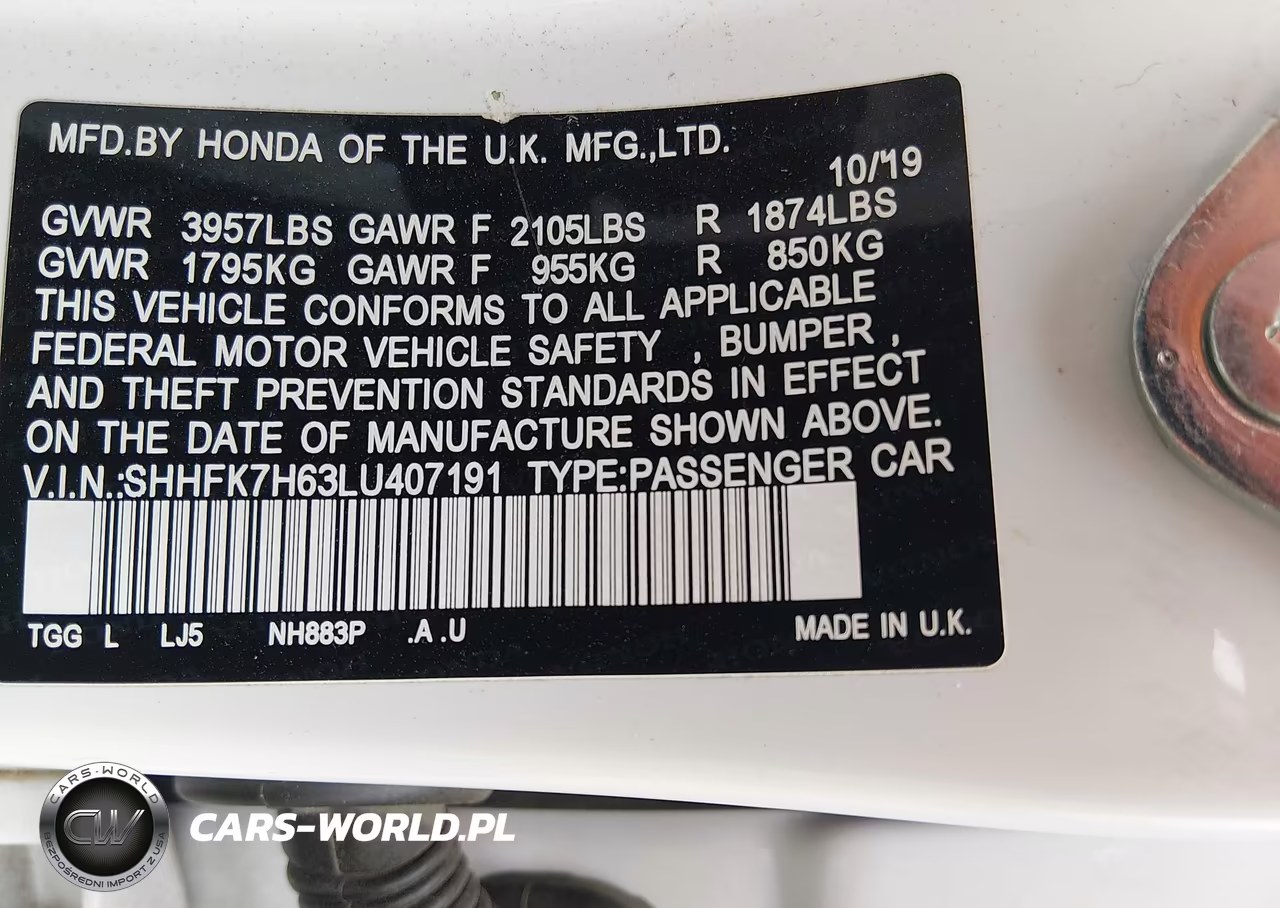 2020 Honda Civic Ex VIN:SHHFK7H63LU407191 - 9