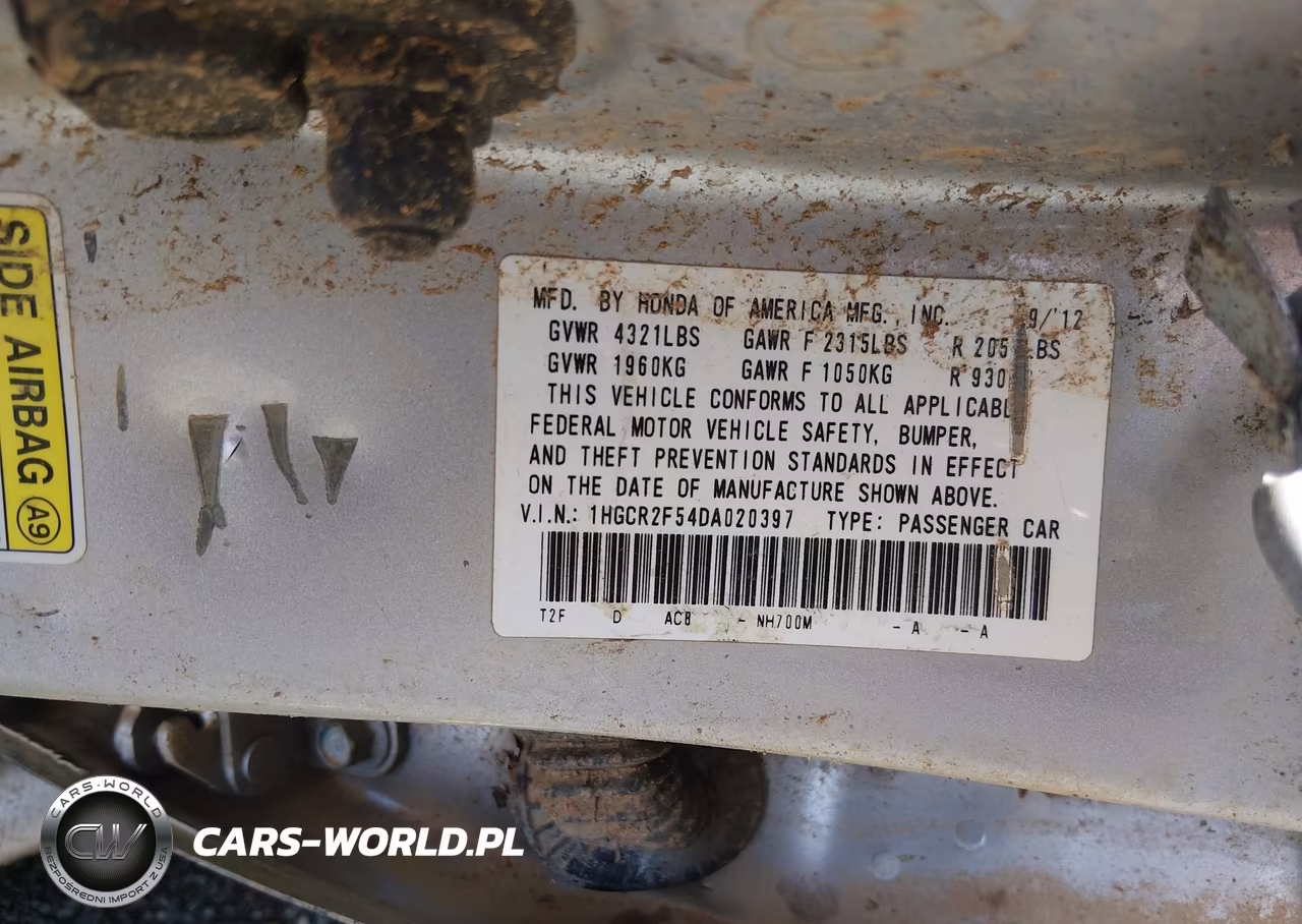 2013 Honda Accord Sport VIN:1HGCR2F54DA020397 - 9