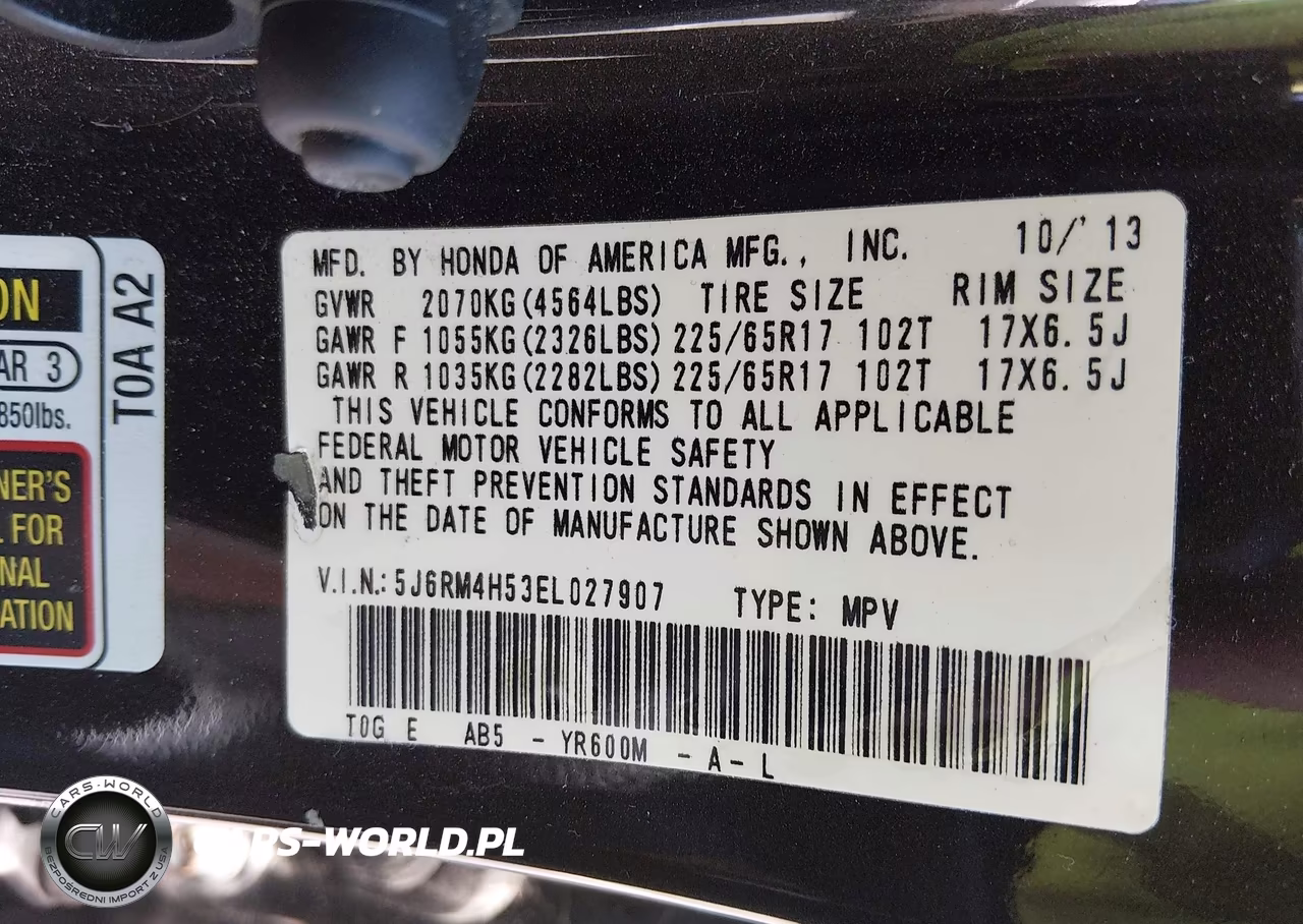 2014 Honda Cr-V Ex VIN:5J6RM4H53EL027907 - 9