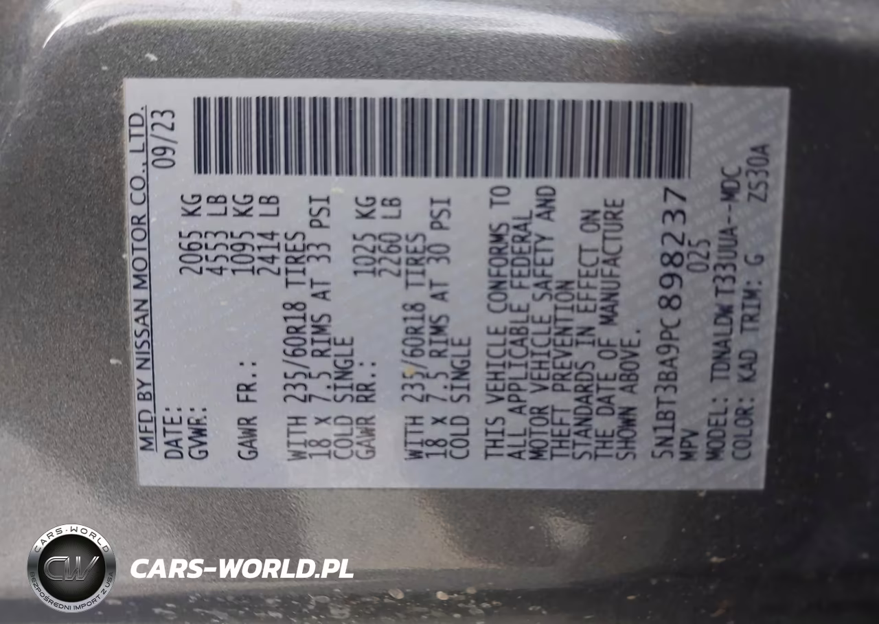 2023 Nissan Rogue Sv Fwd VIN:5N1BT3BA9PC898237 - 9