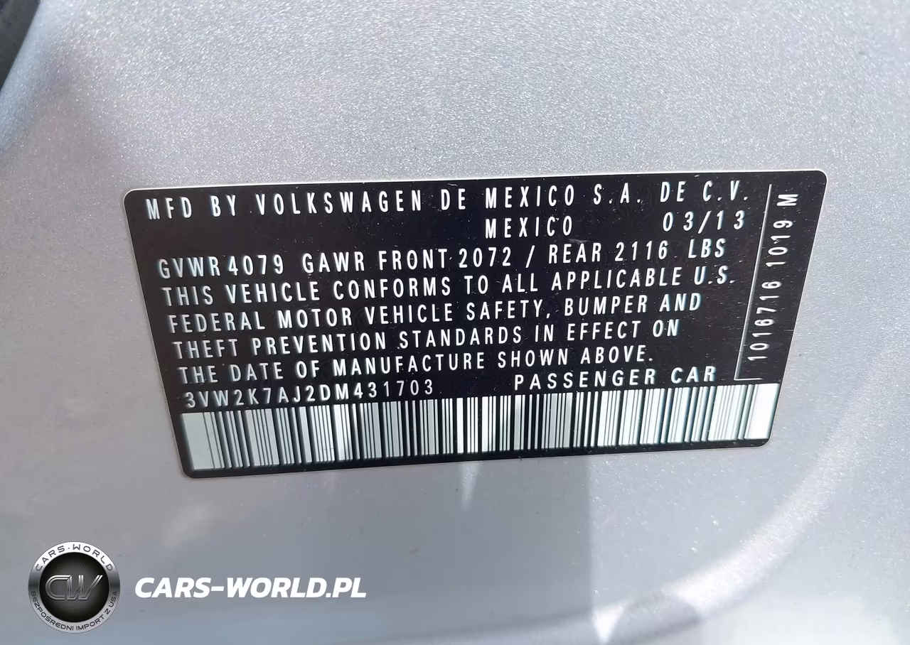 2013 Volkswagen Jetta 2.0L Base-2.0L S VIN:3VW2K7AJ2DM431703 - 9