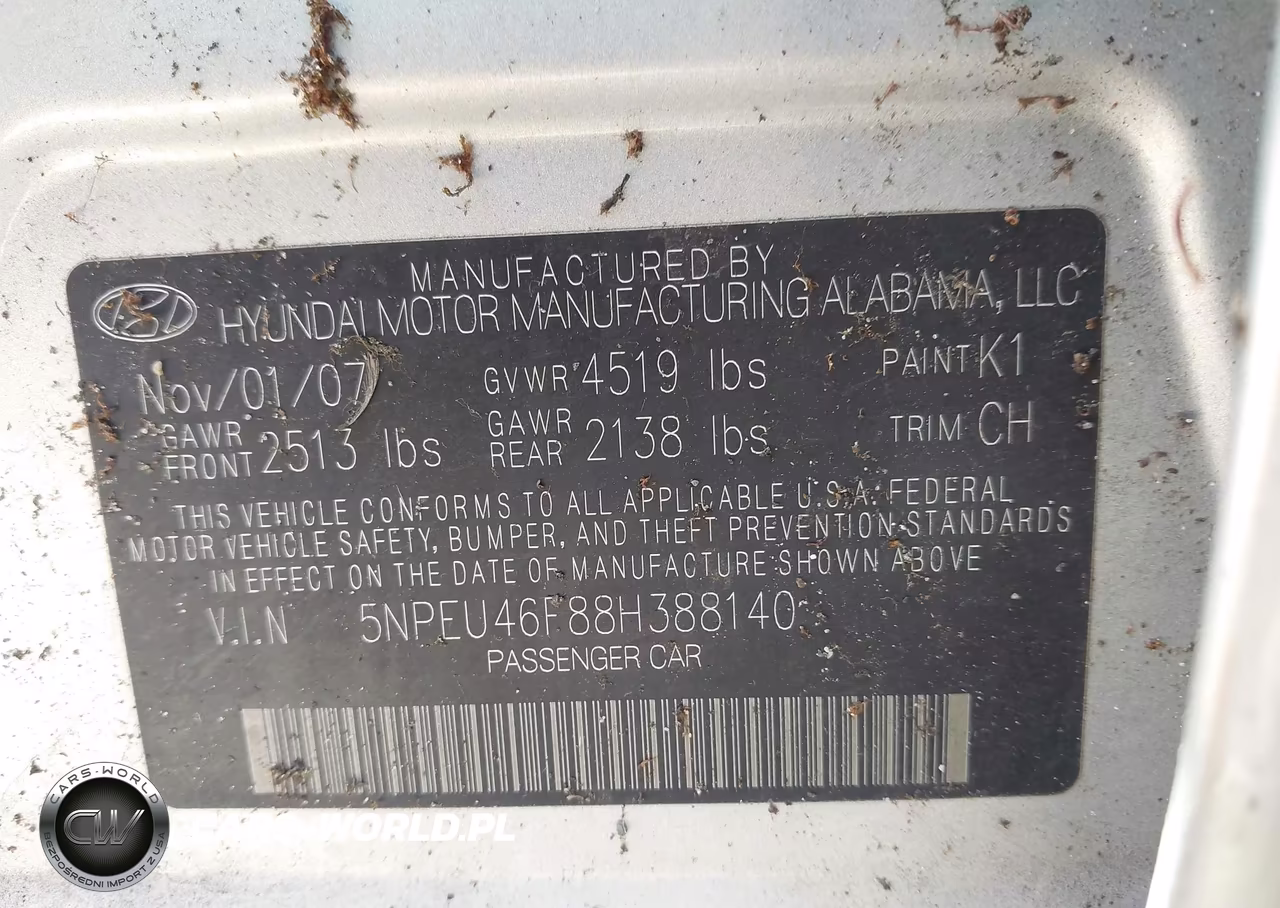2008 Hyundai Sonata Limited V6-Se V6 VIN:5NPEU46F88H388140 - 9