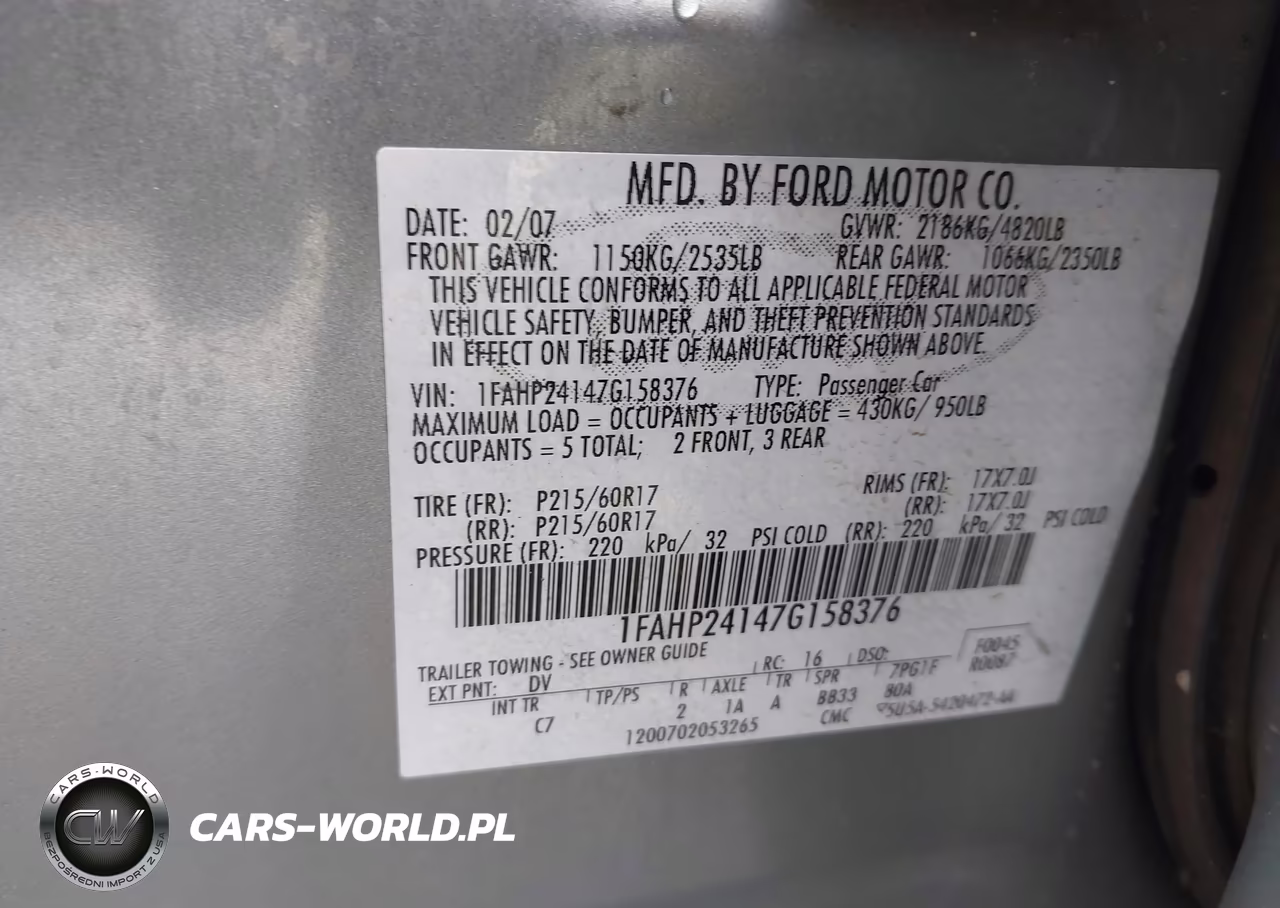 2007 Ford Five Hundred Sel VIN:1FAHP24147G158376 - 9