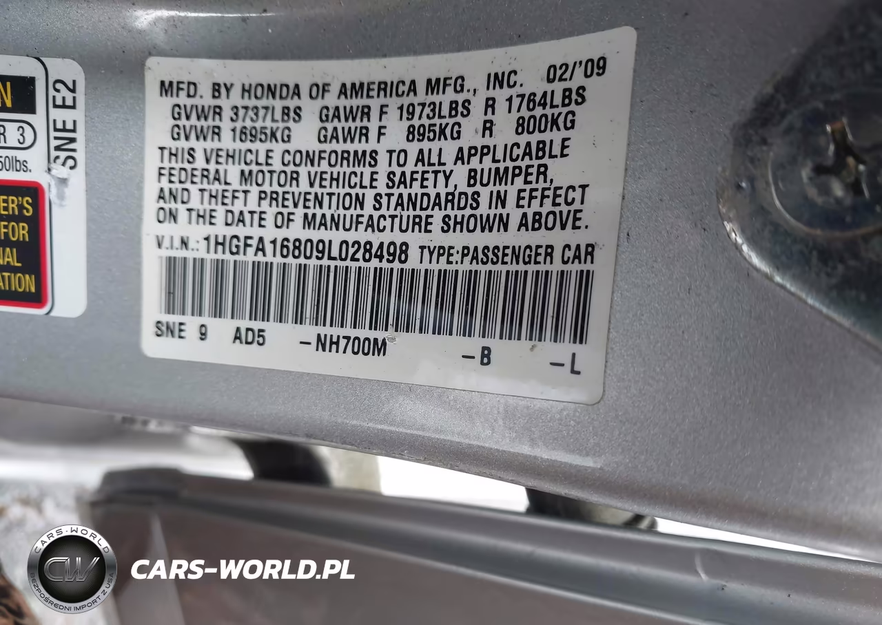 2009 Honda Civic Ex VIN:1HGFA16809L028498 - 9
