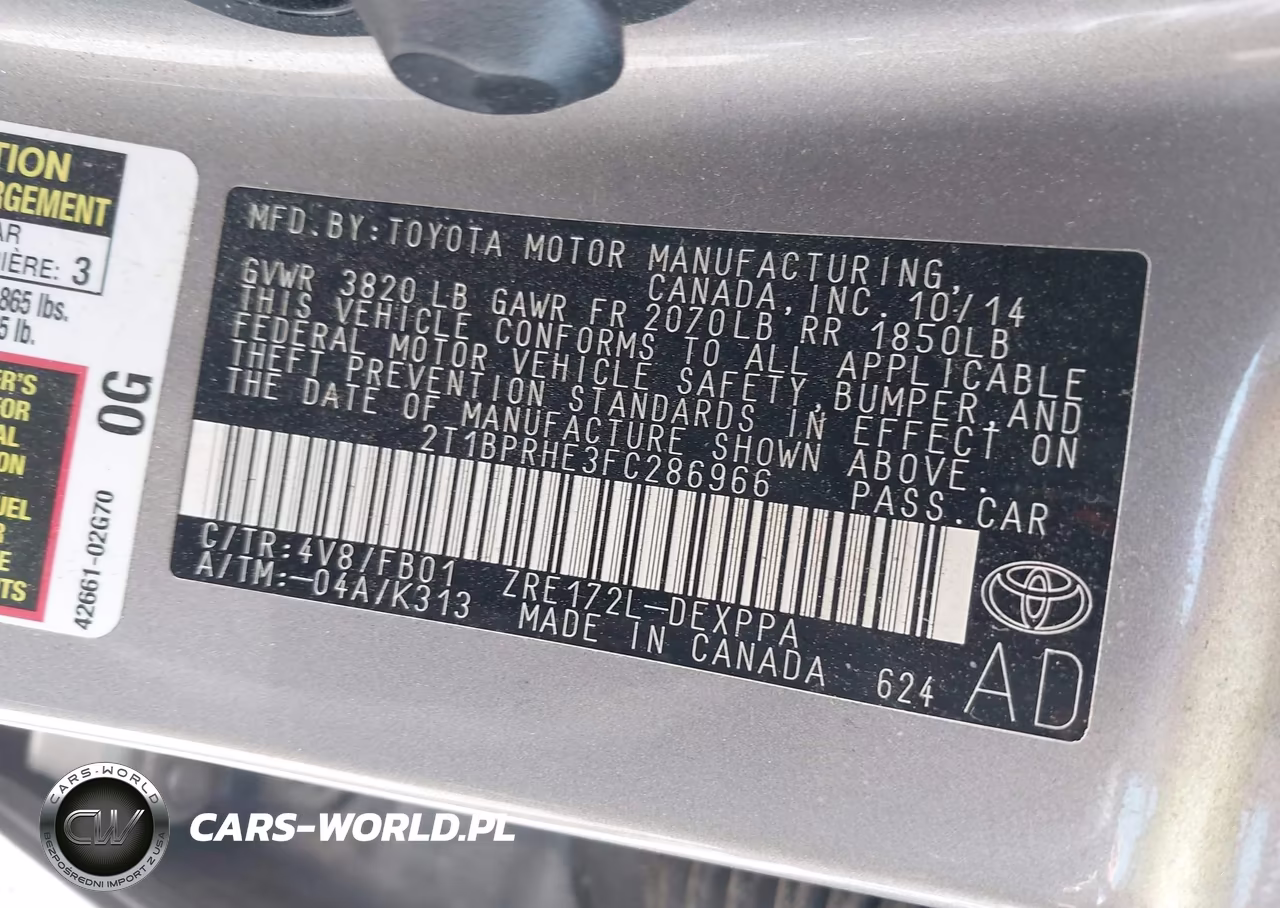 2015 Toyota Corolla Le Eco Plus VIN:2T1BPRHE3FC286966 - 9