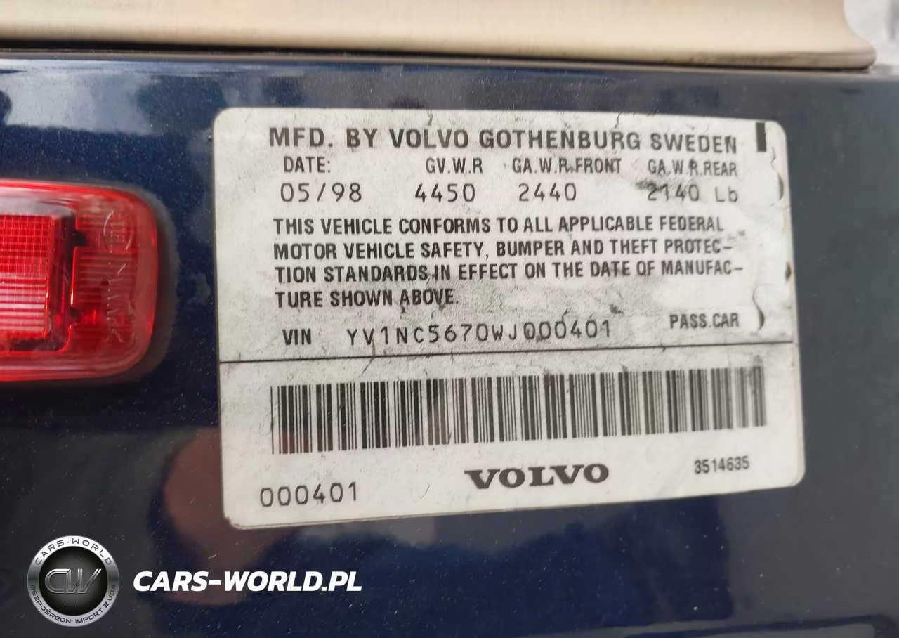 1998 Volvo C70 Cva VIN:YV1NC5670WJ000401 - 9