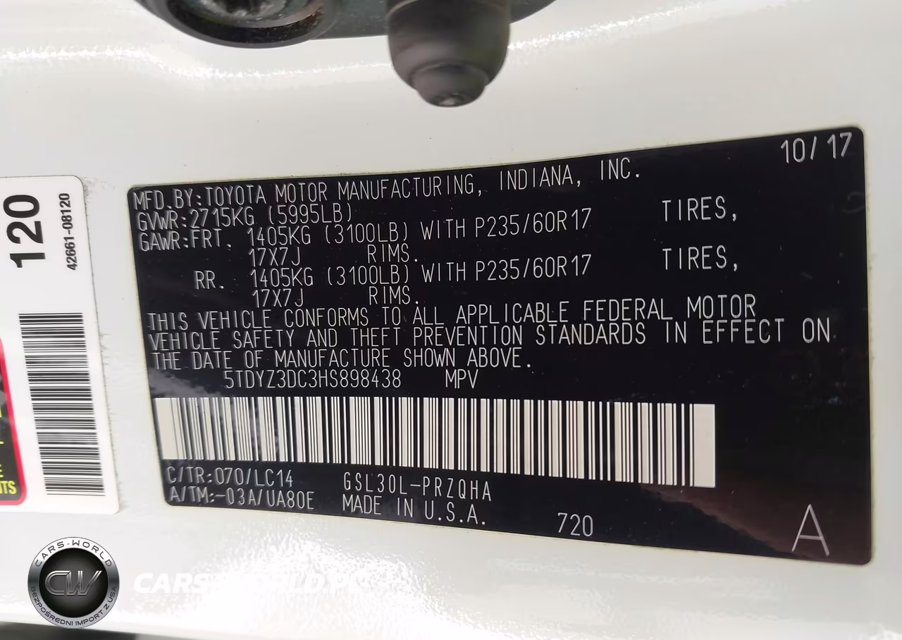 2017 Toyota Sienna Xle 8 Passenger VIN:5TDYZ3DC3HS898438 - 9