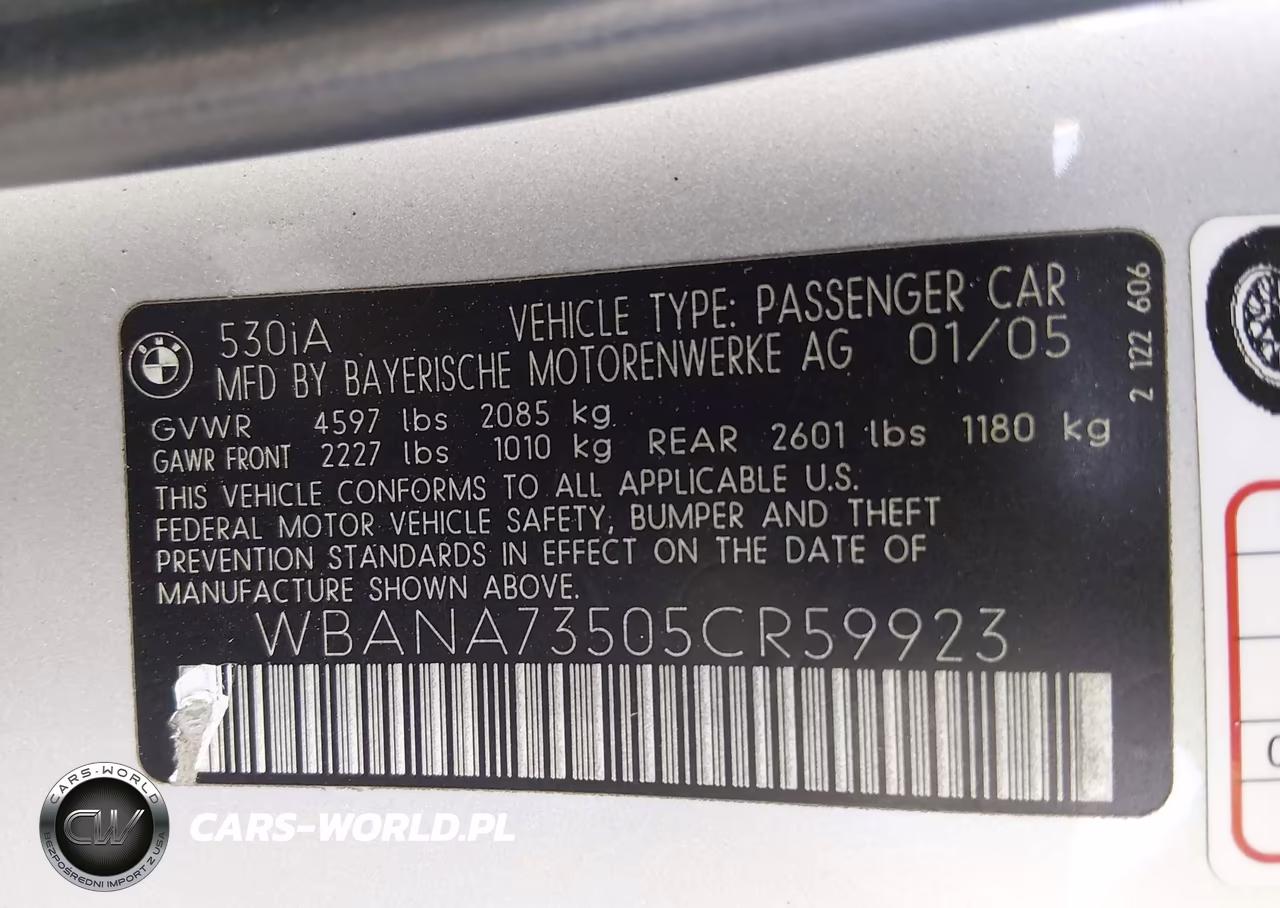 2005 BMW 530I VIN:WBANA73505CR59923 - 9