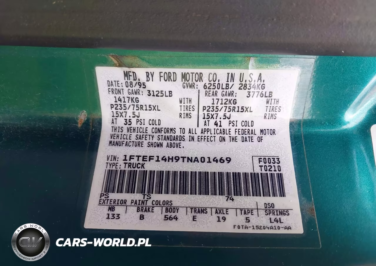 1996 Ford F150 VIN:1FTEF14H9TNA01469 - 9