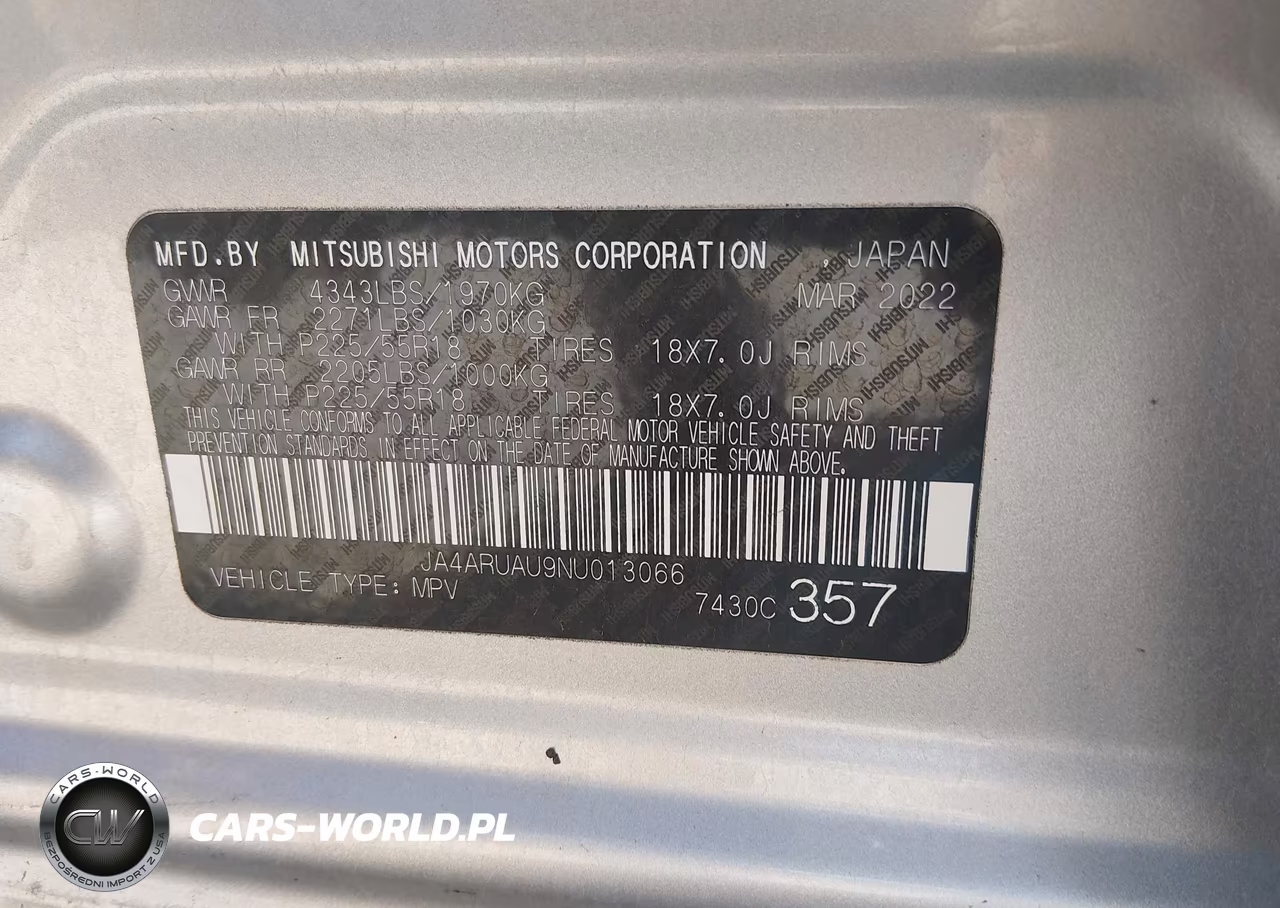 2022 Mitsubishi Outlander Sport 2.0 Be Awc-2.0 Es Awc-2.0 Le Awc-2.0 Se Awc-2.0 Se Special Edition Awc VIN:JA4ARUAU9NU013066 - 9
