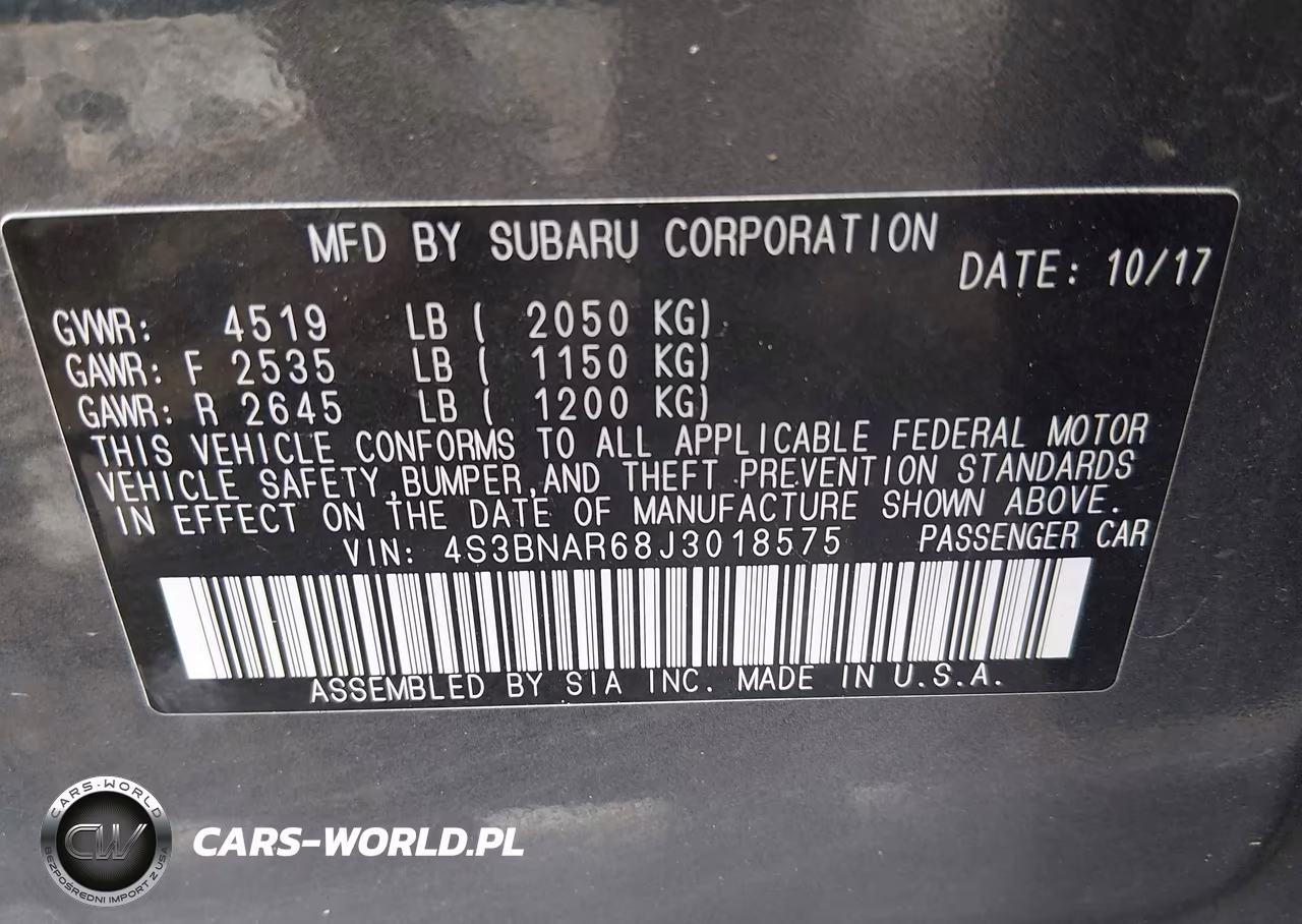 2018 Subaru Legacy 2.5I Sport VIN:4S3BNAR68J3018575 - 9