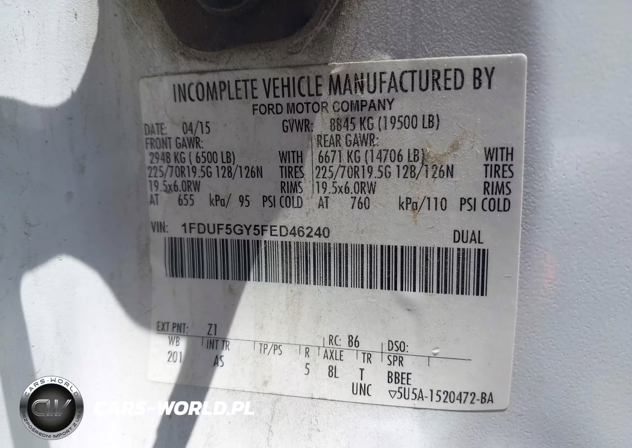 2015 Ford F-550 Chassis Xl VIN:1FDUF5GY5FED46240 - 9