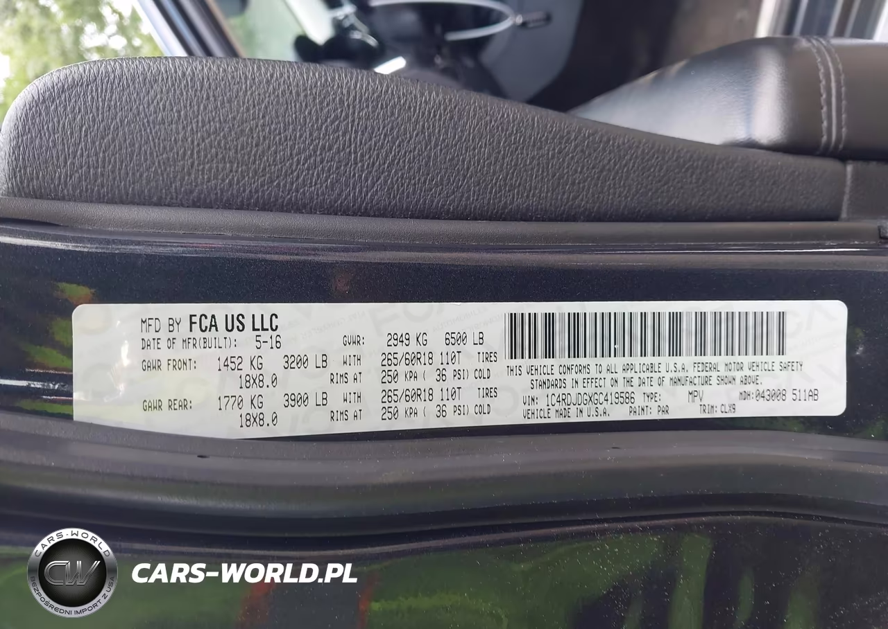 2016 Dodge Durango Limited VIN:1C4RDJDGXGC419586 - 9