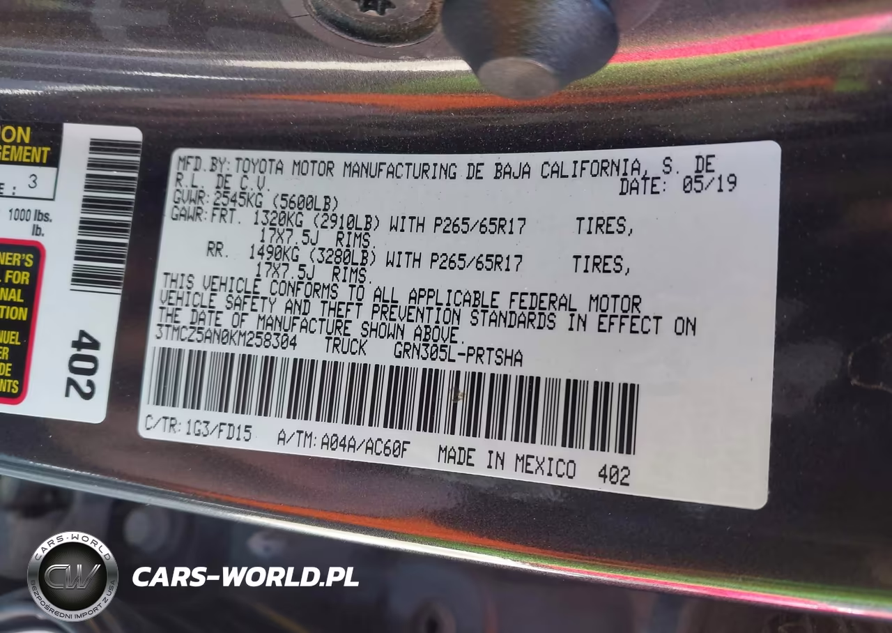 2019 Toyota Tacoma Trd Sport VIN:3TMCZ5AN0KM258304 - 9
