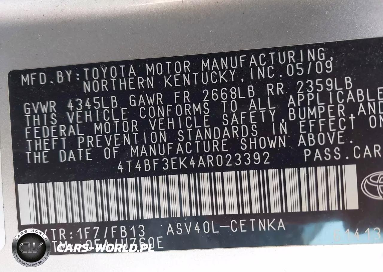 2010 Toyota Camry Le VIN:4T4BF3EK4AR023392 - 9