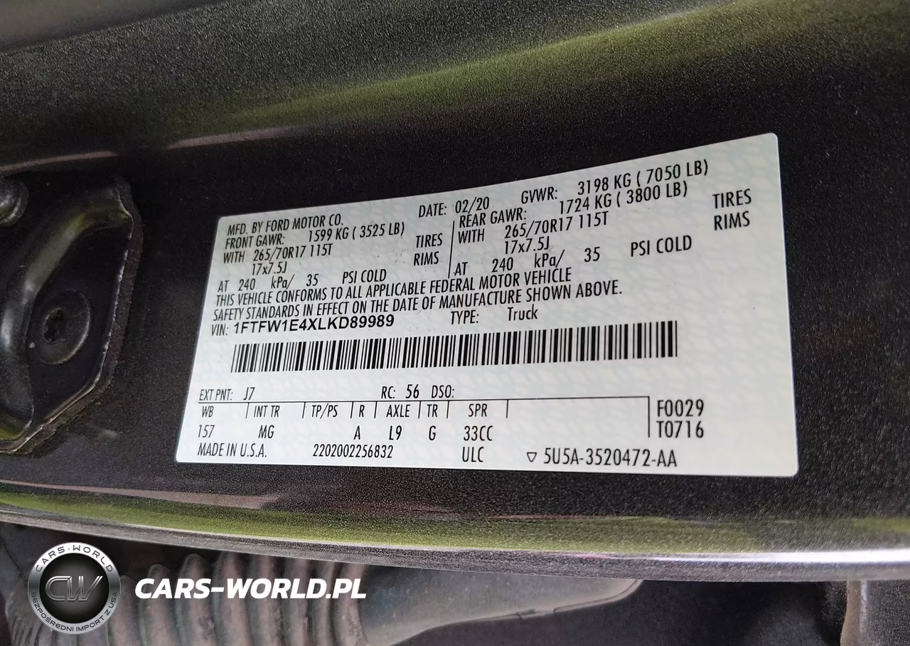 2020 Ford F-150 Xlt VIN:1FTFW1E4XLKD89989 - 9