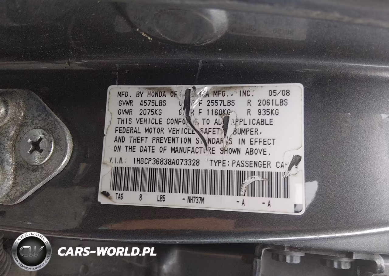 2008 Honda Accord 3.5 Ex-L VIN:1HGCP36838A073328 - 9