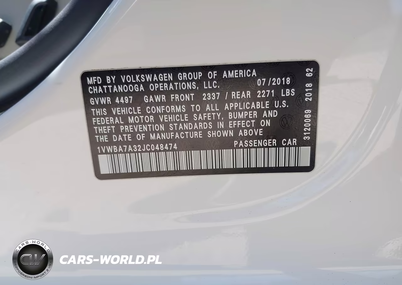 2018 Volkswagen Passat 2.0T Se VIN:1VWBA7A32JC048474 - 9