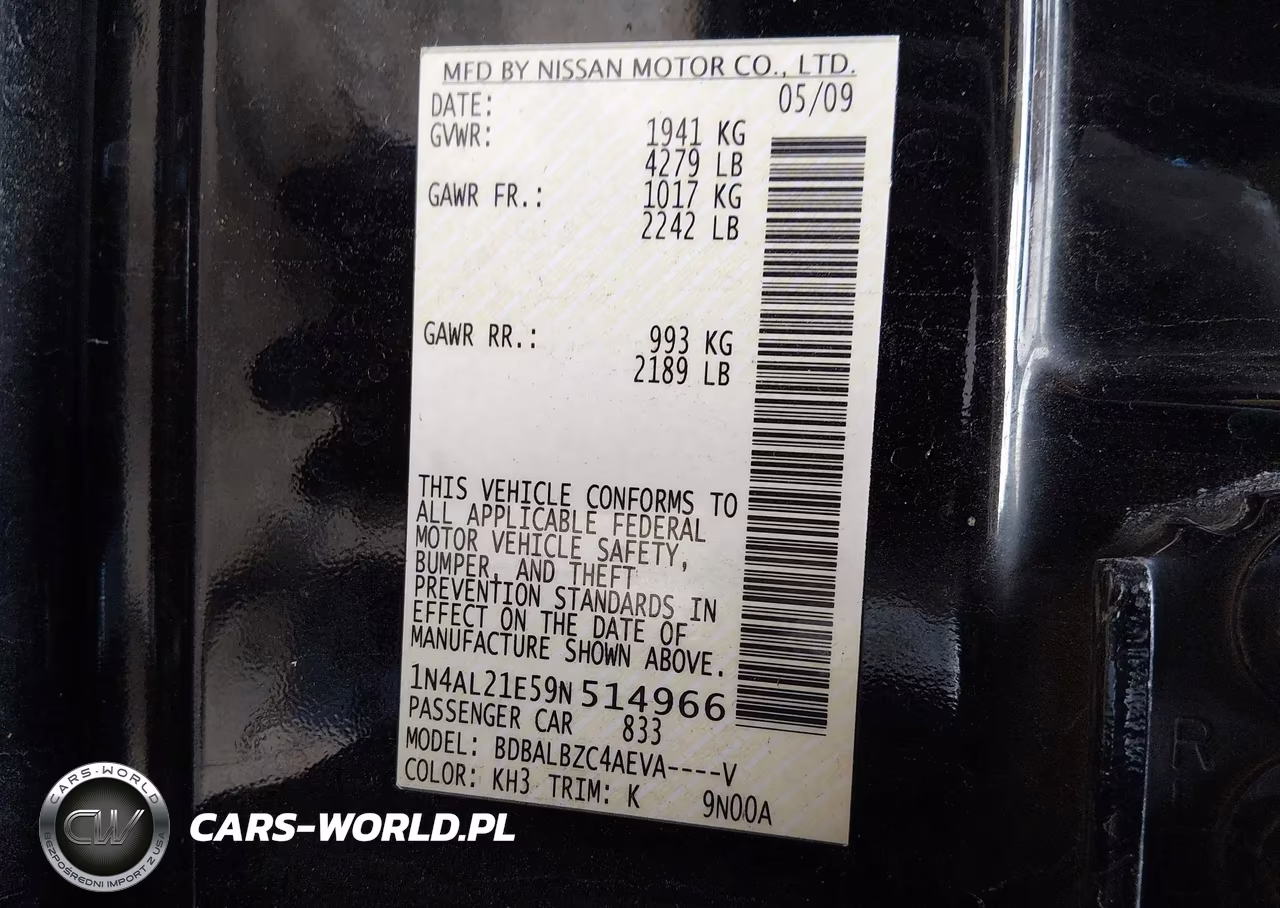 2009 Nissan Altima 2.5 S VIN:1N4AL21E59N514966 - 9
