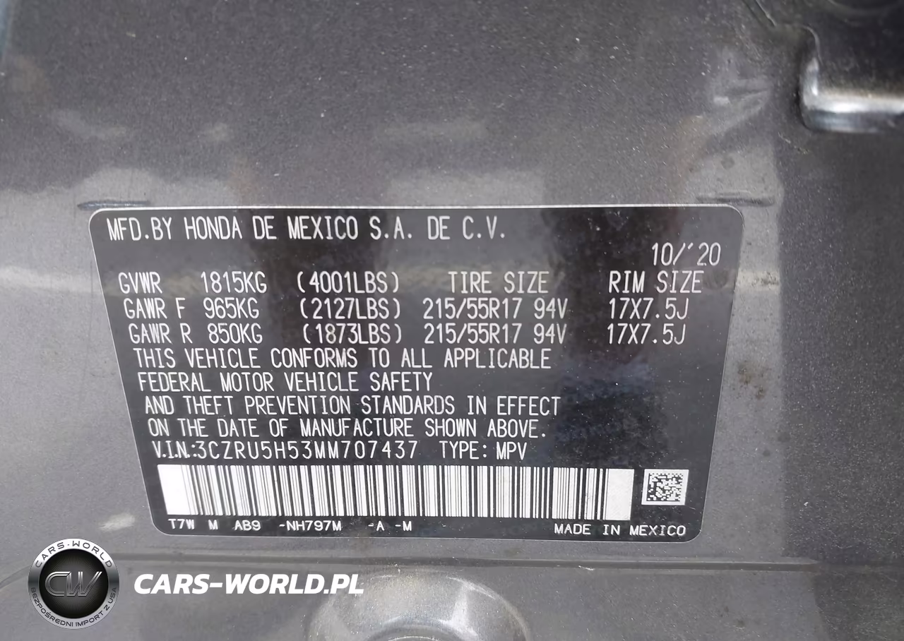 2021 Honda Hr-V 2Wd Ex VIN:3CZRU5H53MM707437 - 9