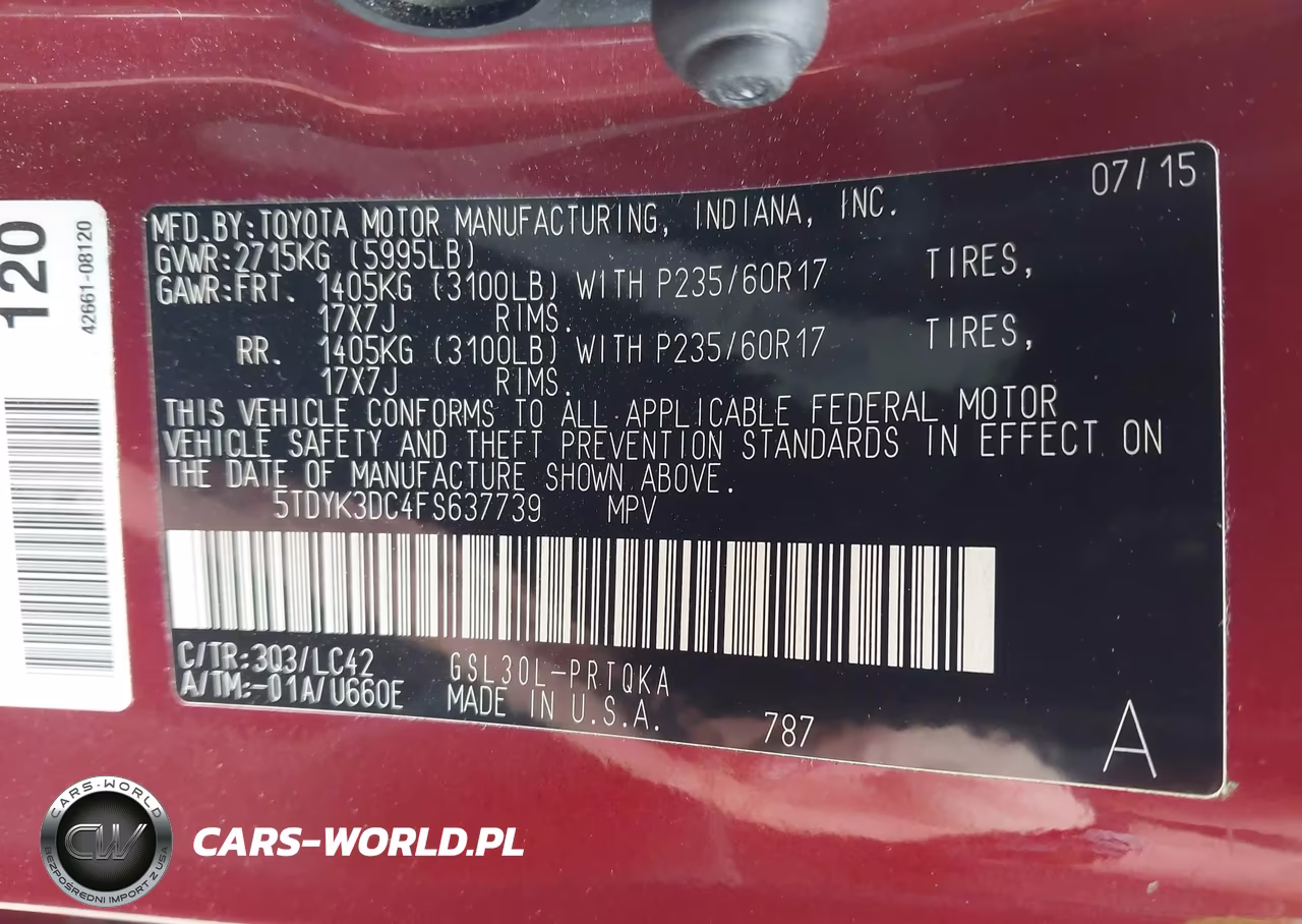 2015 Toyota Sienna Xle Premium 8 Passenger VIN:5TDYK3DC4FS637739 - 9