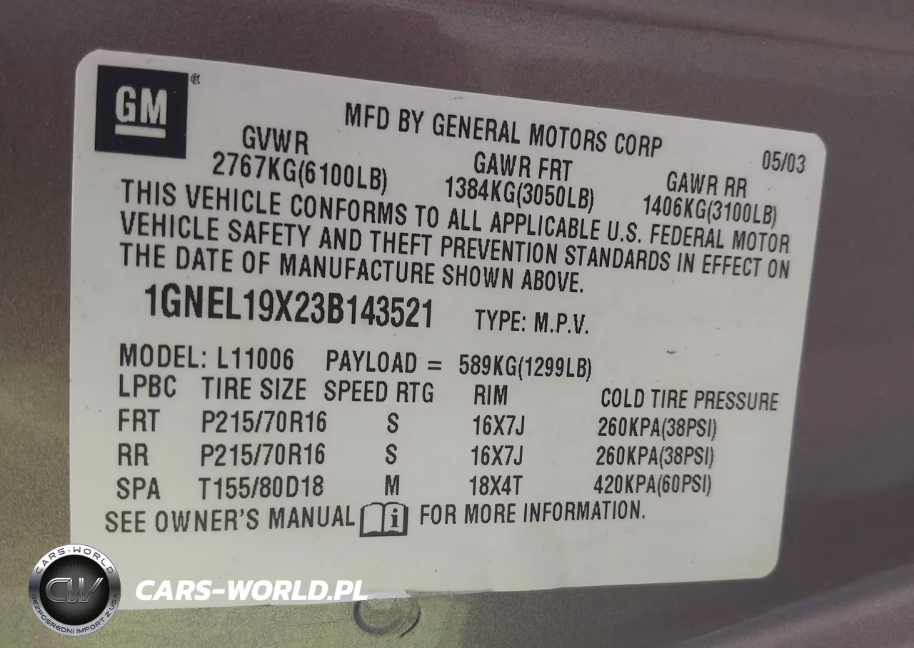 2003 Chevrolet Astro Ls VIN:1GNEL19X23B143521 - 9