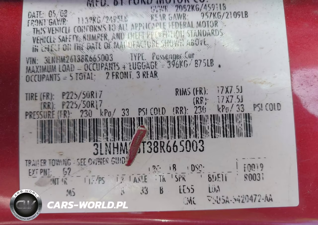 2008 Lincoln Mkz VIN:3LNHM26T38R665003 - 9