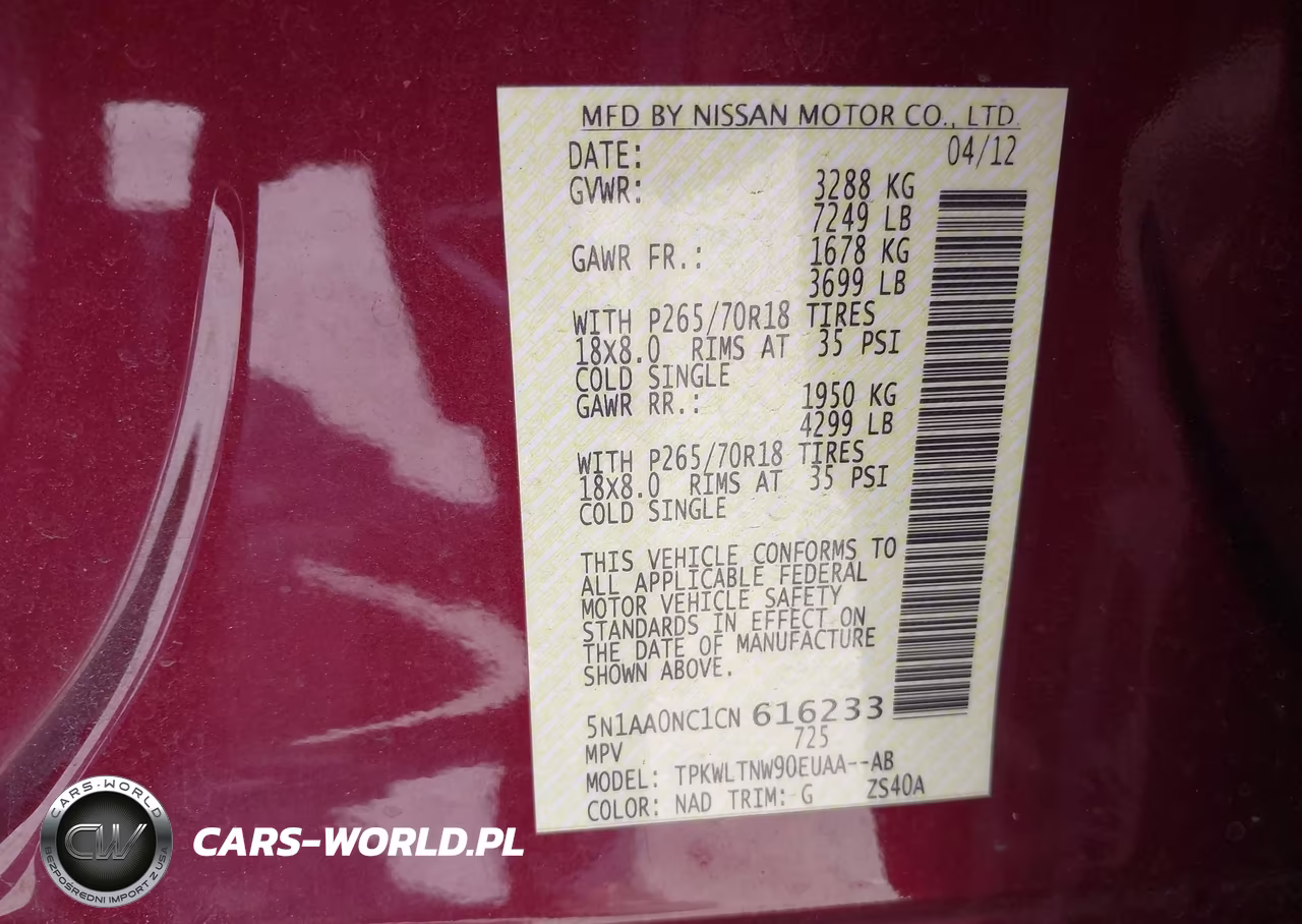 2012 Nissan Armada Sv VIN:5N1AA0NC1CN616233 - 9