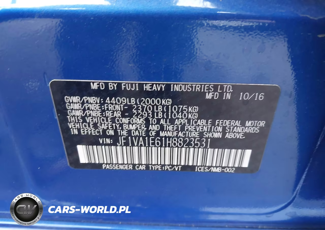 2017 Subaru Wrx Premium VIN:JF1VA1E61H8823531 - 9