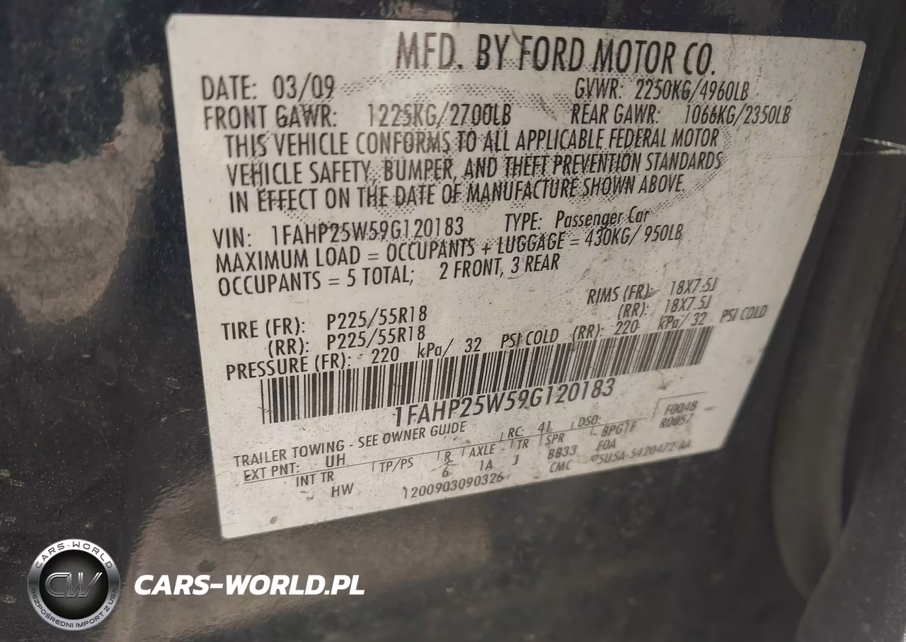 2009 Ford Taurus Limited VIN:1FAHP25W59G120183 - 9