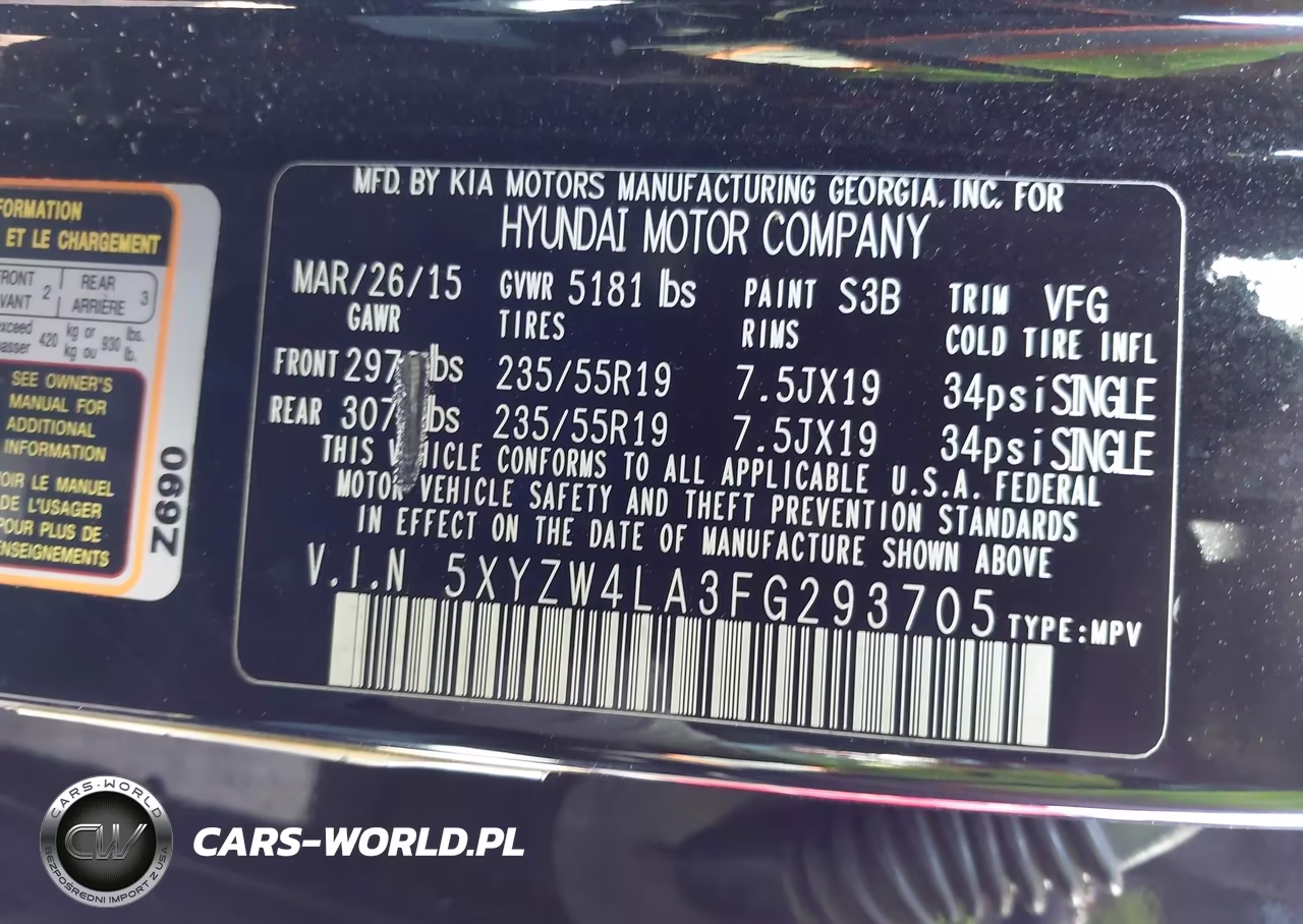 2015 Hyundai Santa Fe Sport 2.0L Turbo VIN:5XYZW4LA3FG293705 - 9