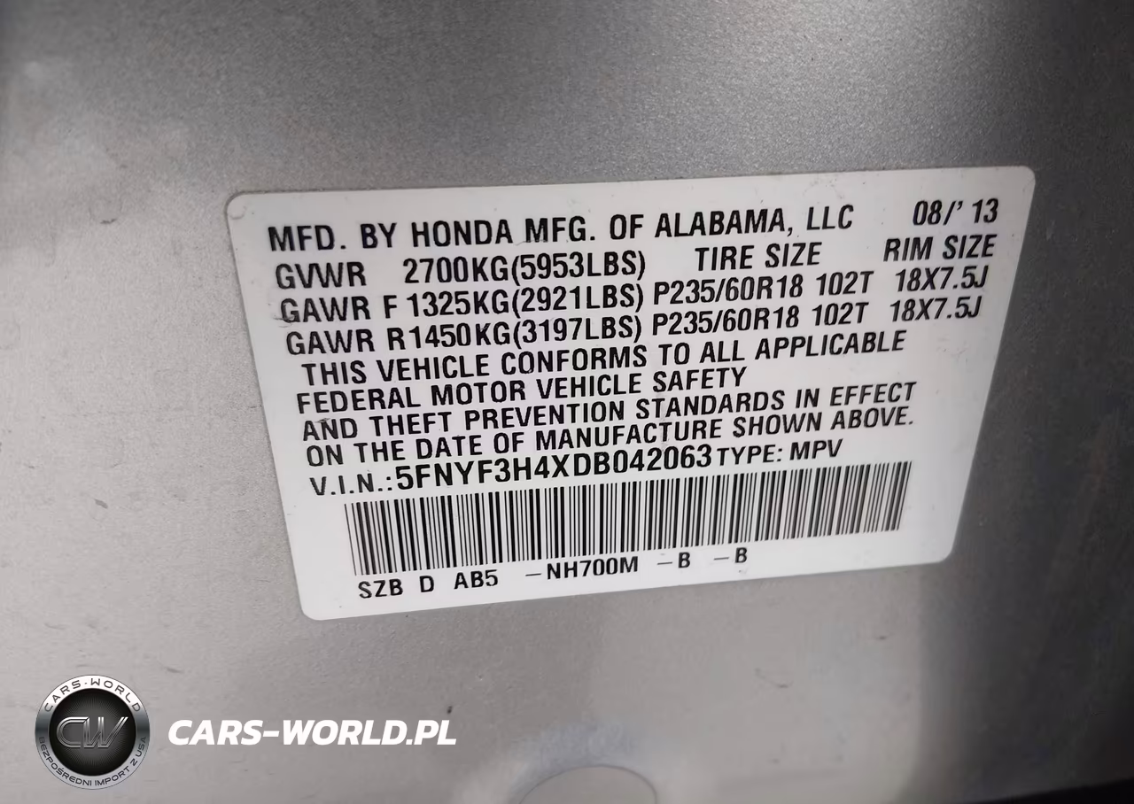 2013 Honda Pilot Ex VIN:5FNYF3H4XDB042063 - 9