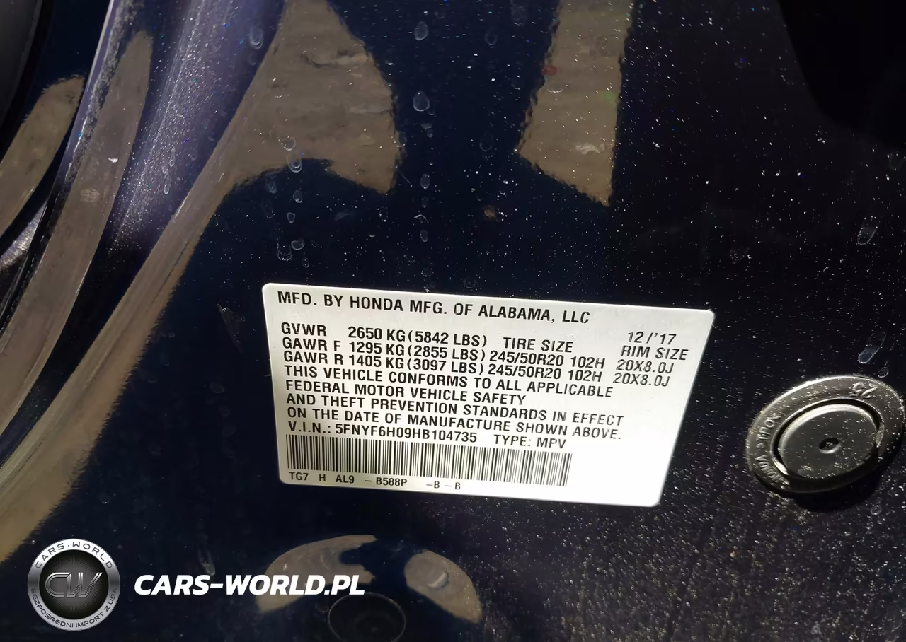 2017 Honda Pilot Elite VIN:5FNYF6H09HB104735 - 9