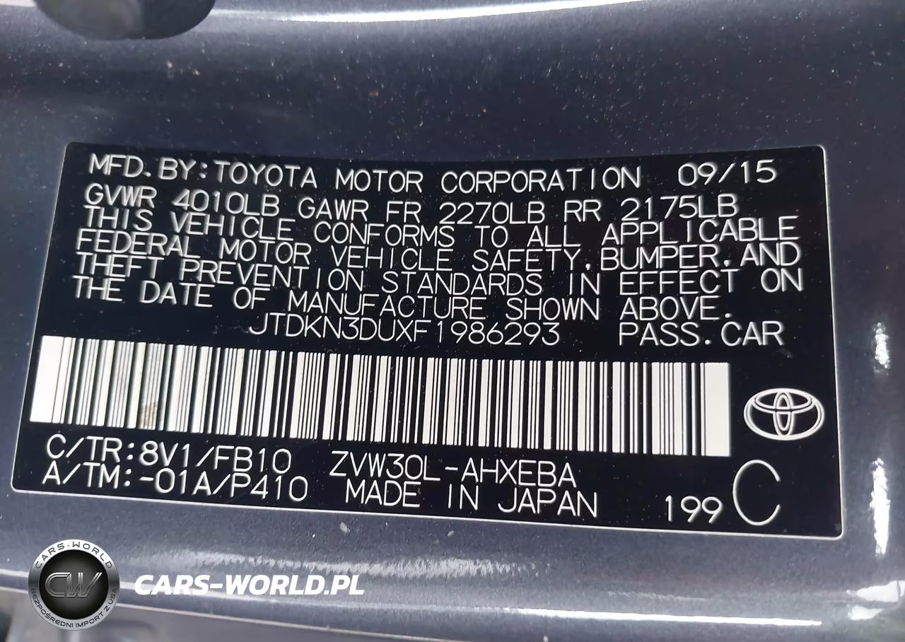 2015 Toyota Prius Two VIN:JTDKN3DUXF1986293 - 9