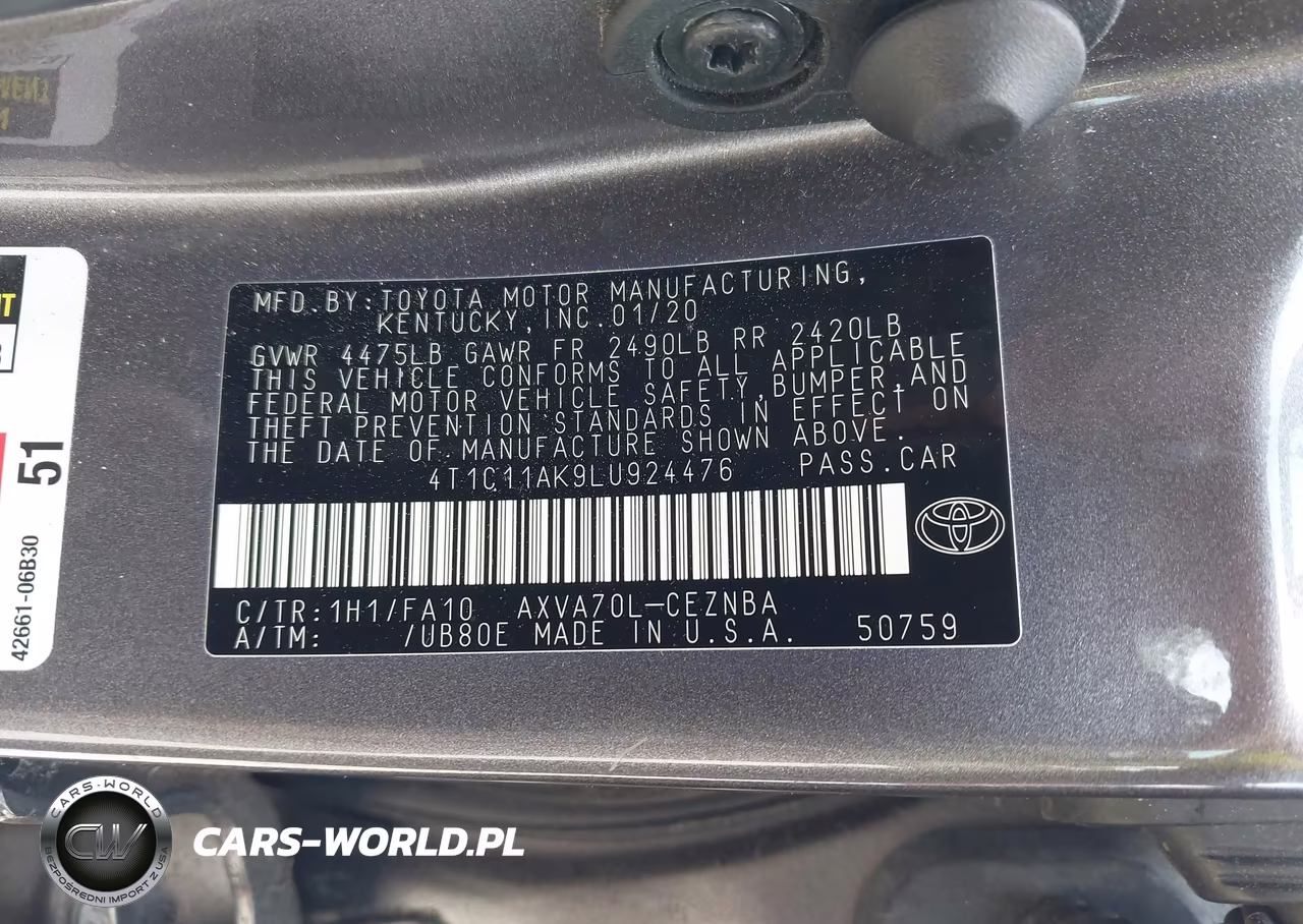 2020 Toyota Camry Le VIN:4T1C11AK9LU924476 - 9