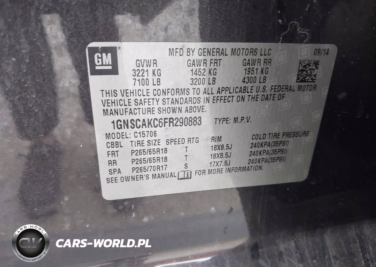 2015 Chevrolet Tahoe Ls VIN:1GNSCAKC6FR290883 - 9