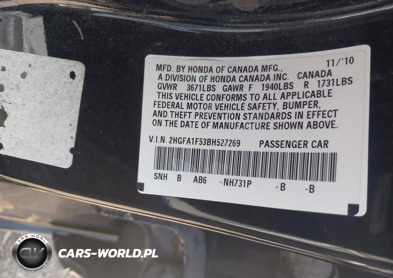 2011 Honda Civic Lx VIN:2HGFA1F53BH527269 - 9