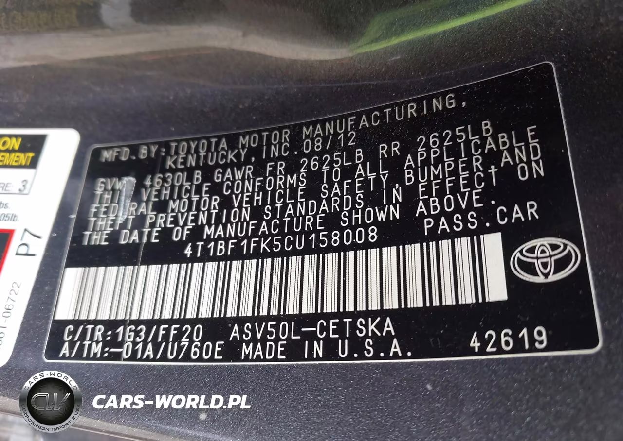 2012 Toyota Camry Se VIN:4T1BF1FK5CU158008 - 9